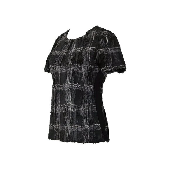 BCBG maxazria $198 Tulum Sz S Black White Combo Eyelash 100% Polyester Top - Picture 1 of 16
